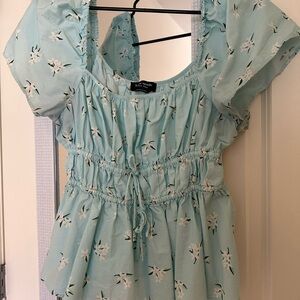 Kate Spade Floral Blue Top
